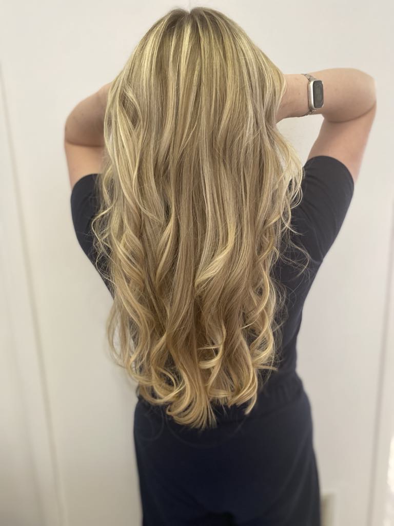 Colored long yellow hair done by Sarah Watson. Contact 412 Color Studio now!